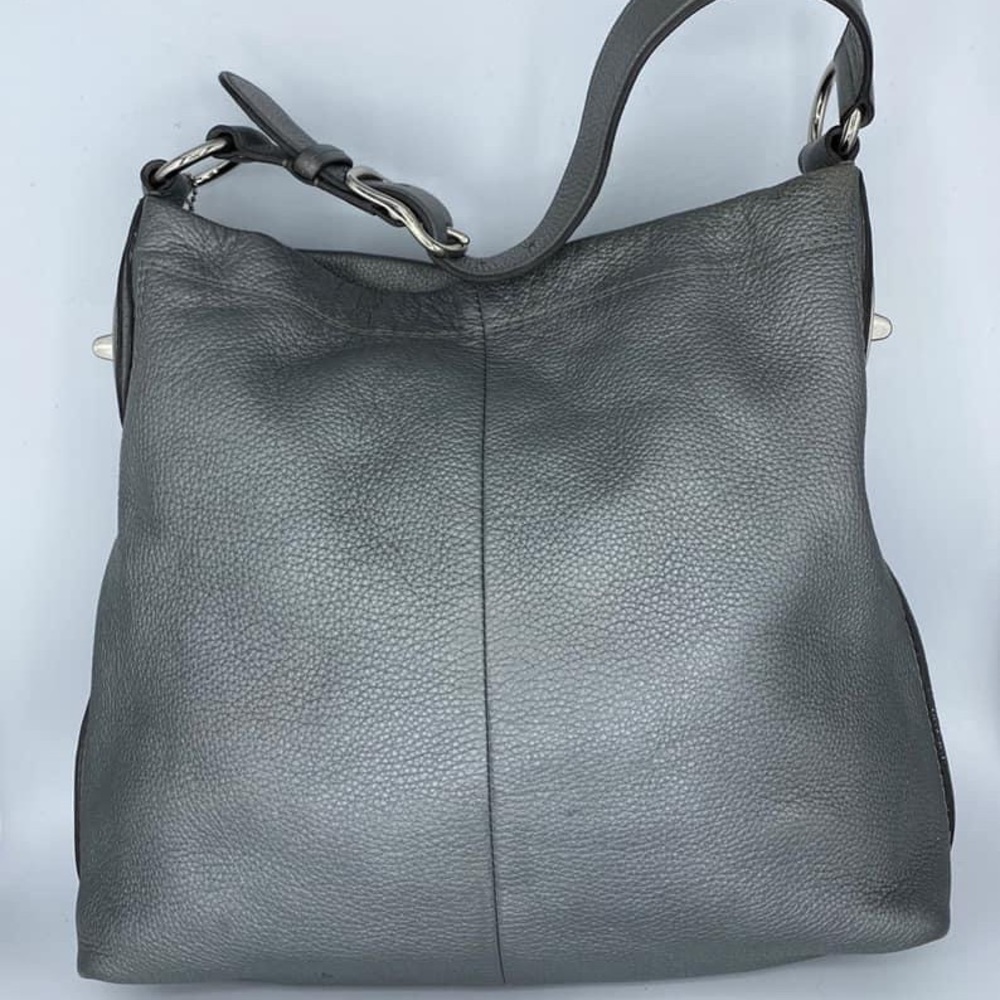 Coach Adjustable Silver Metallic Leather Bag